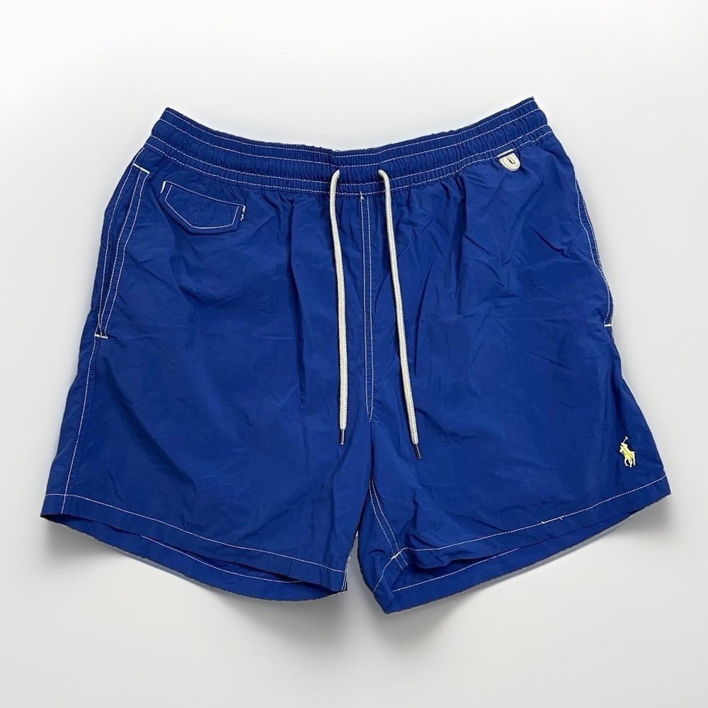 Polo Ralph Lauren Men's Blue Swim Trunks L Made In Taiwan Mesh Lined‎